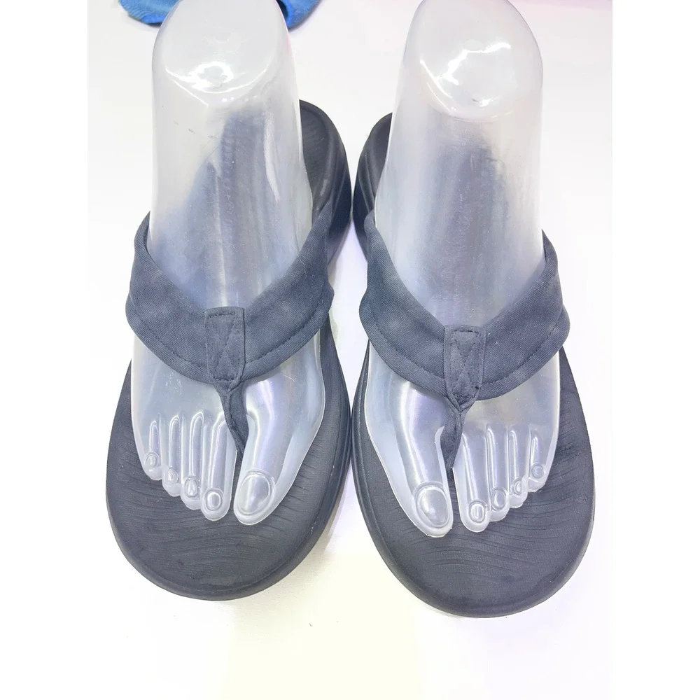 Skechers Arch Fit Go Walk Sandals Womens 9 Black Thong Flip Flops 140220 BBK